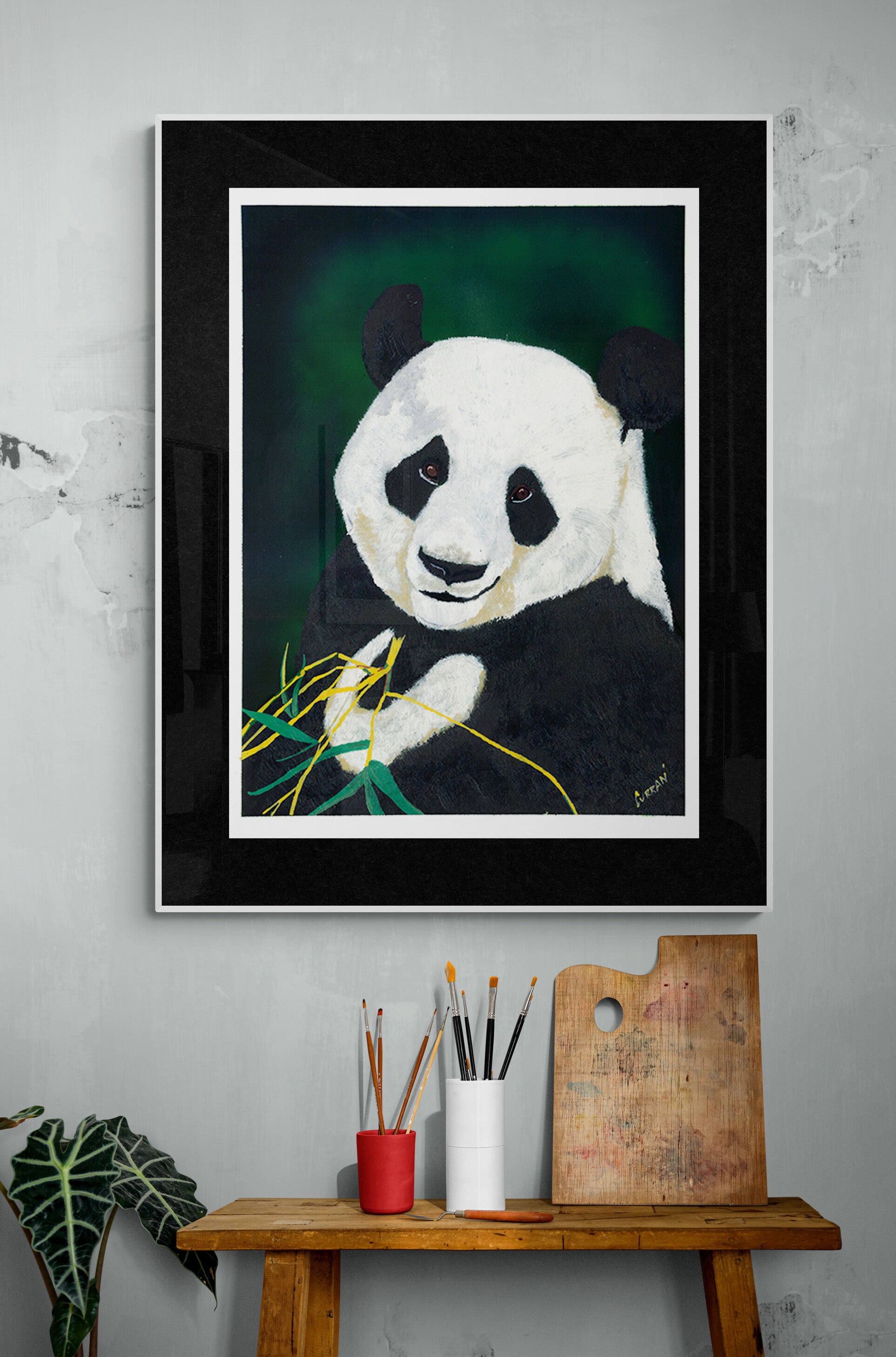 Giant Panda Hand Painted Animal Wall Art Poster