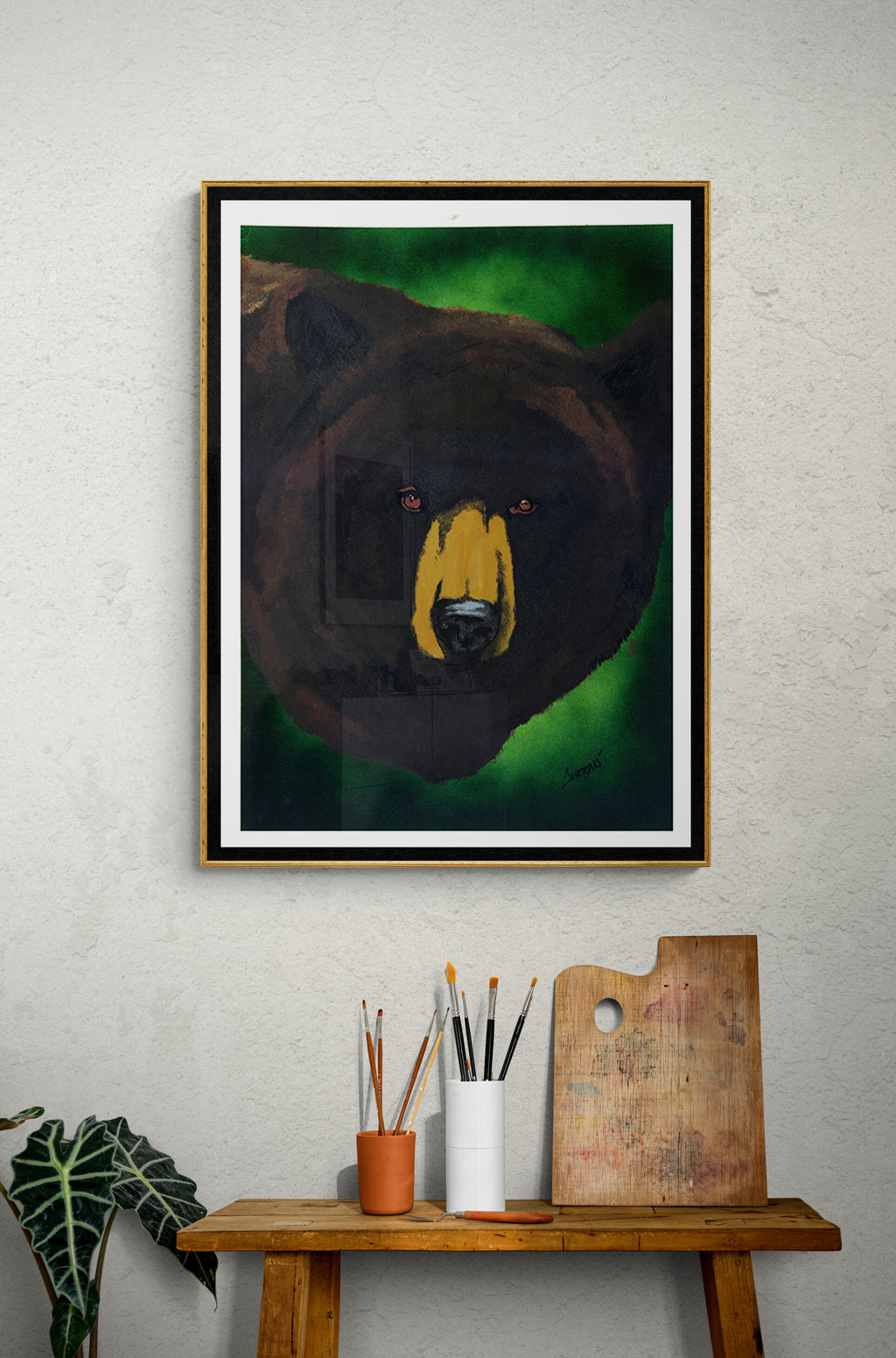 Original Hand-Painted Brown Bear Wall Art by Kris Curran