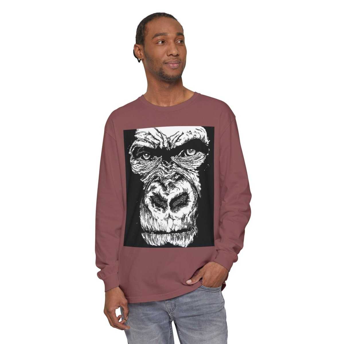Bold Gorilla Long Sleeve T-Shirt - Unisex Garment-Dyed Tee