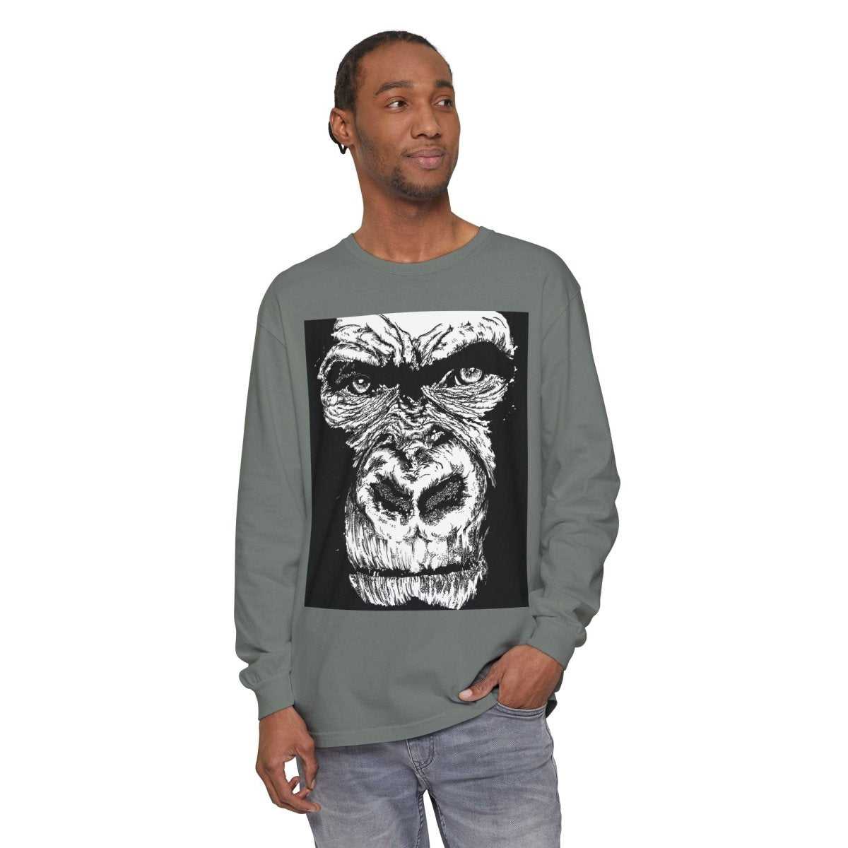 Bold Gorilla Long Sleeve T-Shirt - Unisex Garment-Dyed Tee