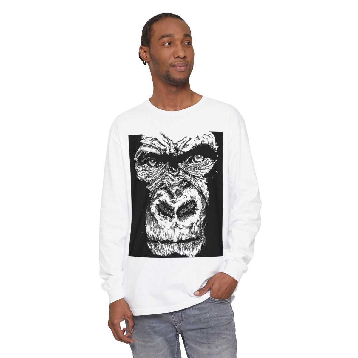 Bold Gorilla Long Sleeve T-Shirt - Unisex Garment-Dyed Tee