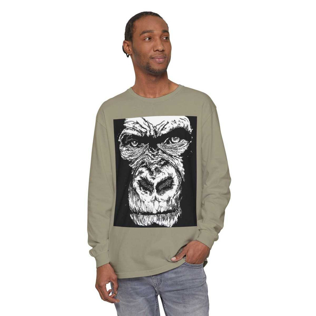 Bold Gorilla Long Sleeve T-Shirt - Unisex Garment-Dyed Tee