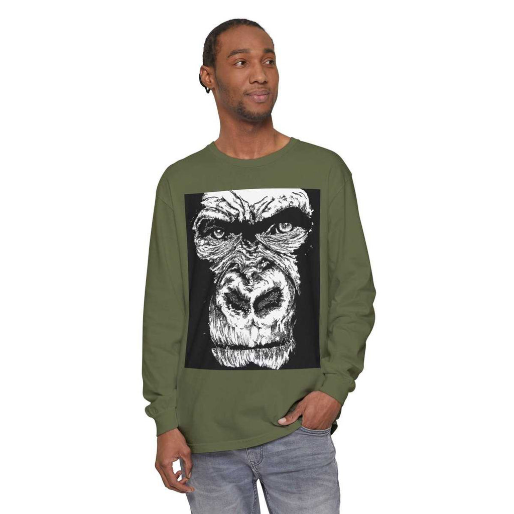 Bold Gorilla Long Sleeve T-Shirt - Unisex Garment-Dyed Tee