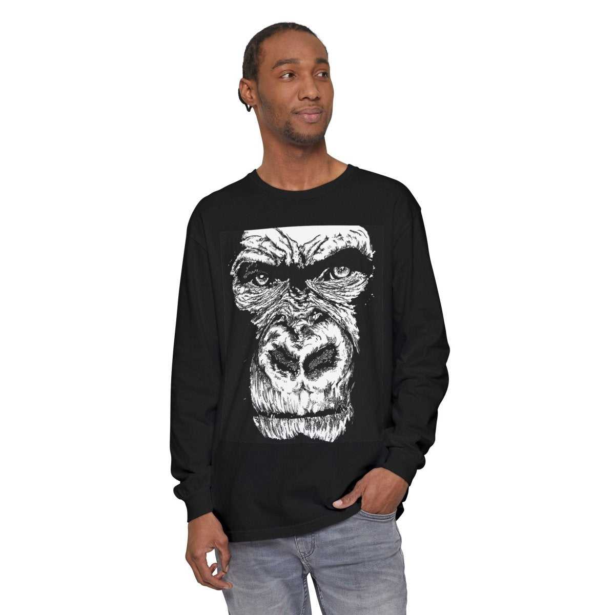 Bold Gorilla Long Sleeve T-Shirt - Unisex Garment-Dyed Tee