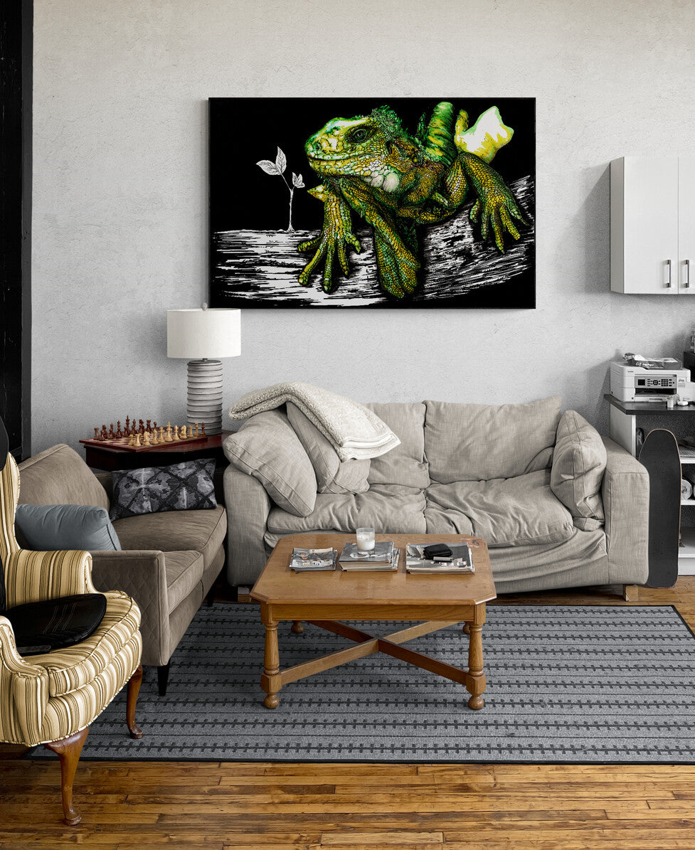 Iguana Original Hand Drawn Wall Art Poster