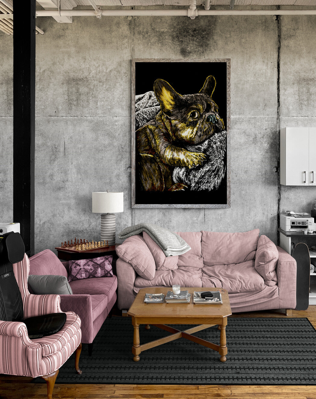 French Bulldog 2 Original Hand Drawn Wall art Poster