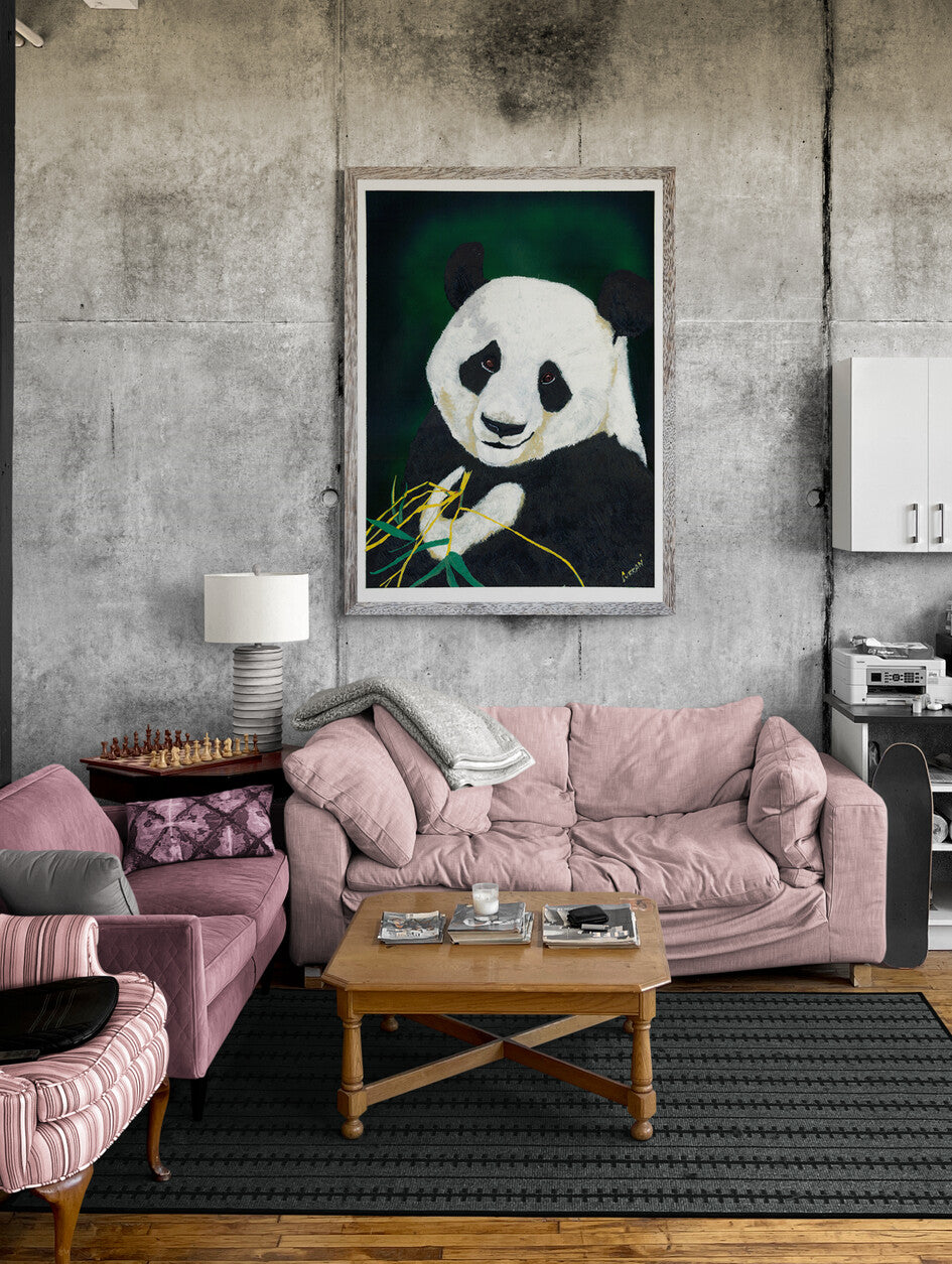 Giant Panda Hand Painted Animal Wall Art Poster
