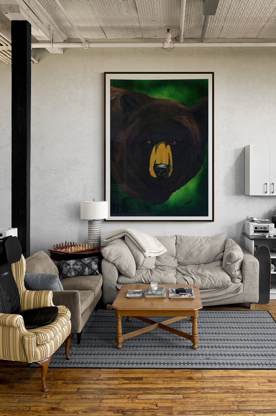 Original Hand-Painted Brown Bear Wall Art by Kris Curran