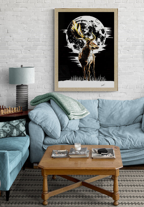 Deer Original Hand Drawn Wall Art Animal Poster