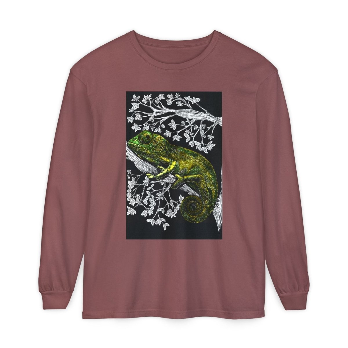 Chameleon Long Sleeve T-Shirt - Nature - Inspired Oversized Style - Curran Artworks