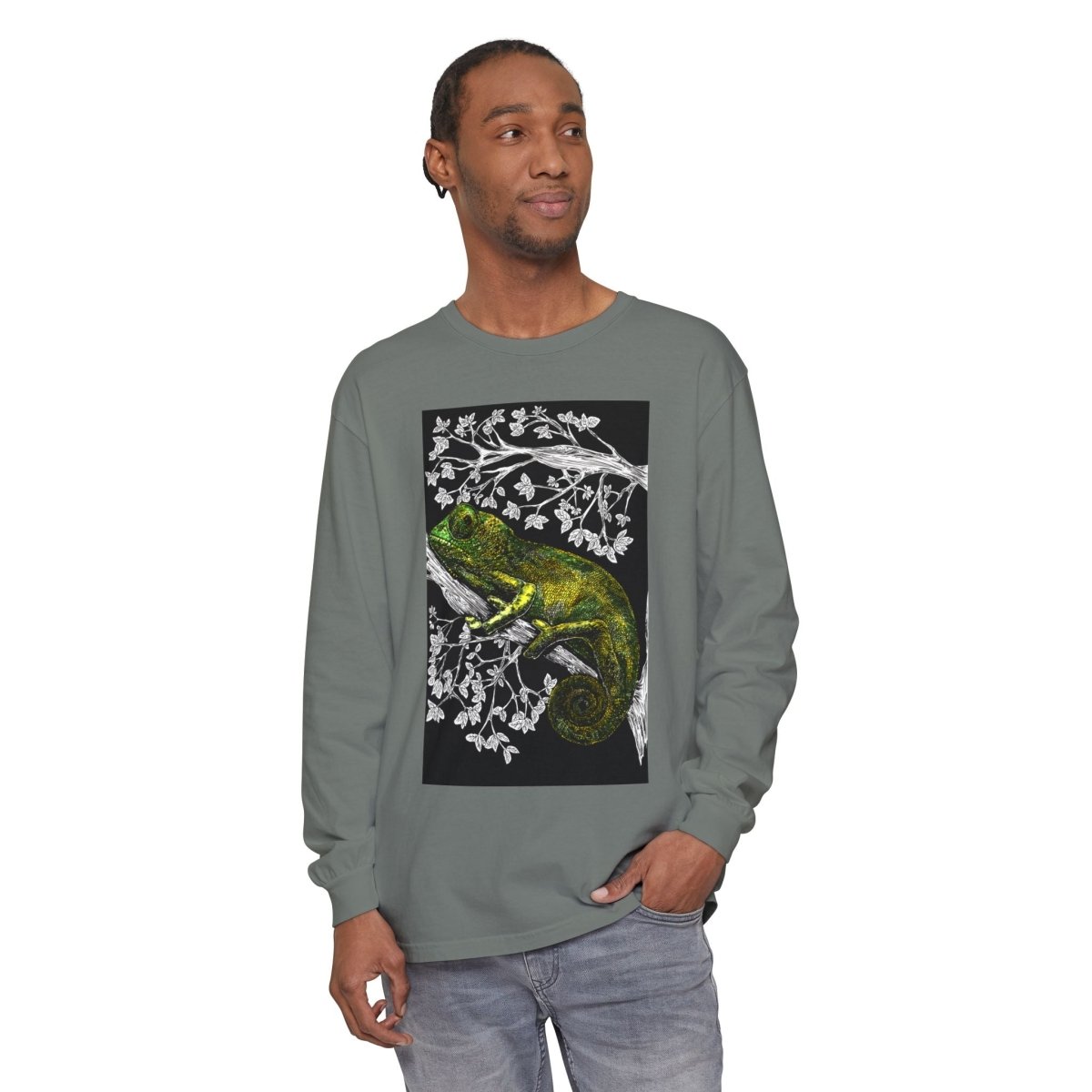Chameleon Long Sleeve T-Shirt - Nature - Inspired Oversized Style - Curran Artworks