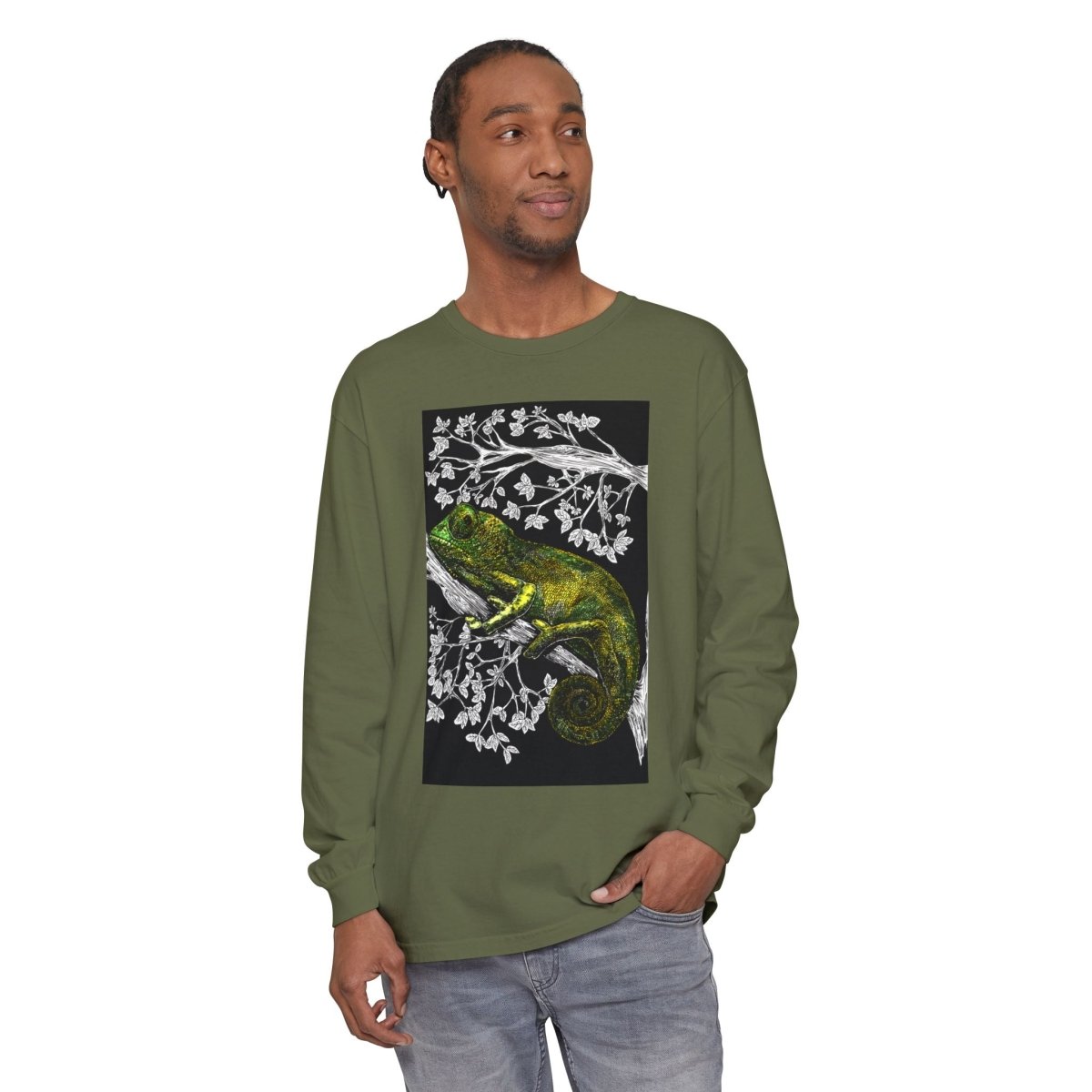 Chameleon Long Sleeve T-Shirt - Nature - Inspired Oversized Style - Curran Artworks