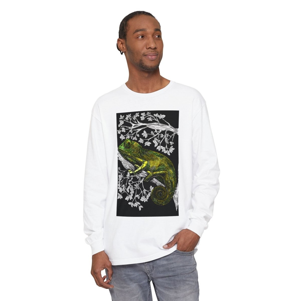 Chameleon Long Sleeve T-Shirt - Nature - Inspired Oversized Style - Curran Artworks