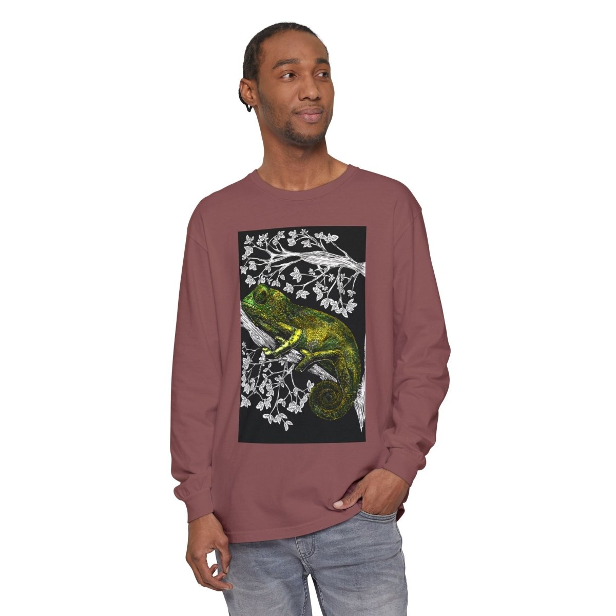 Chameleon Long Sleeve T-Shirt - Nature - Inspired Oversized Style - Curran Artworks
