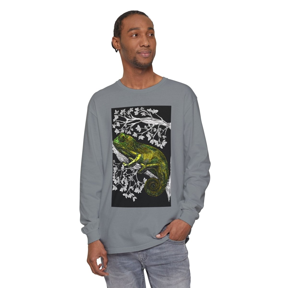 Chameleon Long Sleeve T-Shirt - Nature - Inspired Oversized Style - Curran Artworks