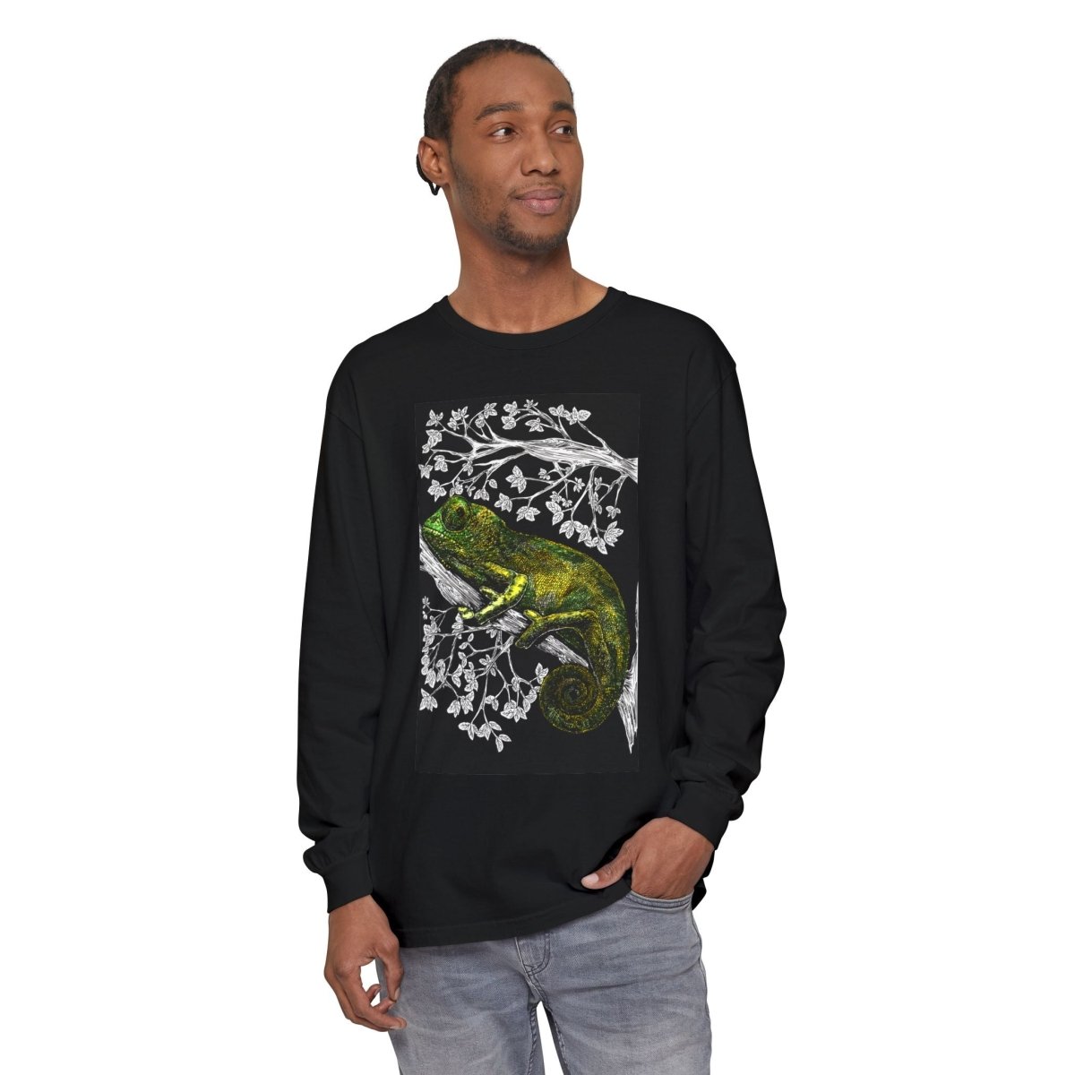 Chameleon Long Sleeve T-Shirt - Nature - Inspired Oversized Style - Curran Artworks