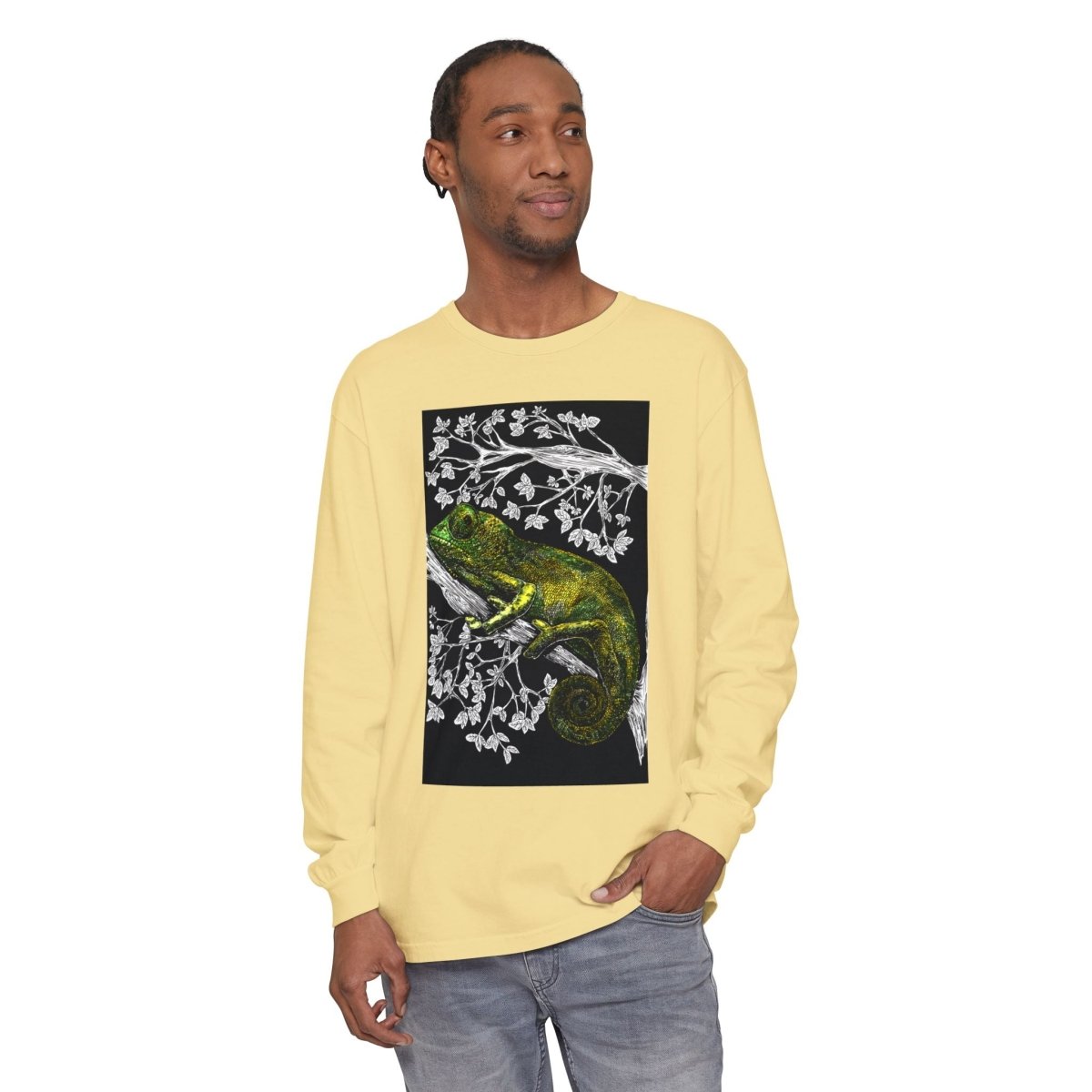 Chameleon Long Sleeve T-Shirt - Nature - Inspired Oversized Style - Curran Artworks