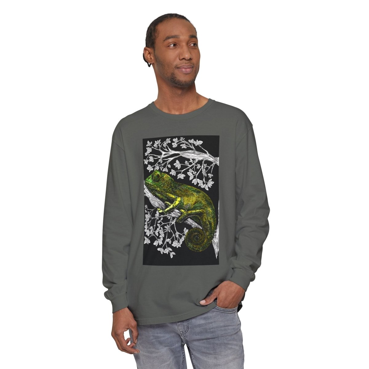 Chameleon Long Sleeve T-Shirt - Nature - Inspired Oversized Style - Curran Artworks
