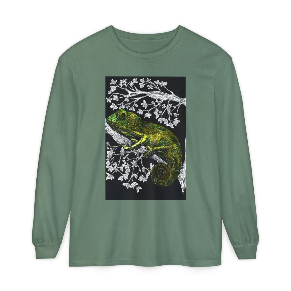 Chameleon Long Sleeve T-Shirt - Nature - Inspired Oversized Style - Curran Artworks