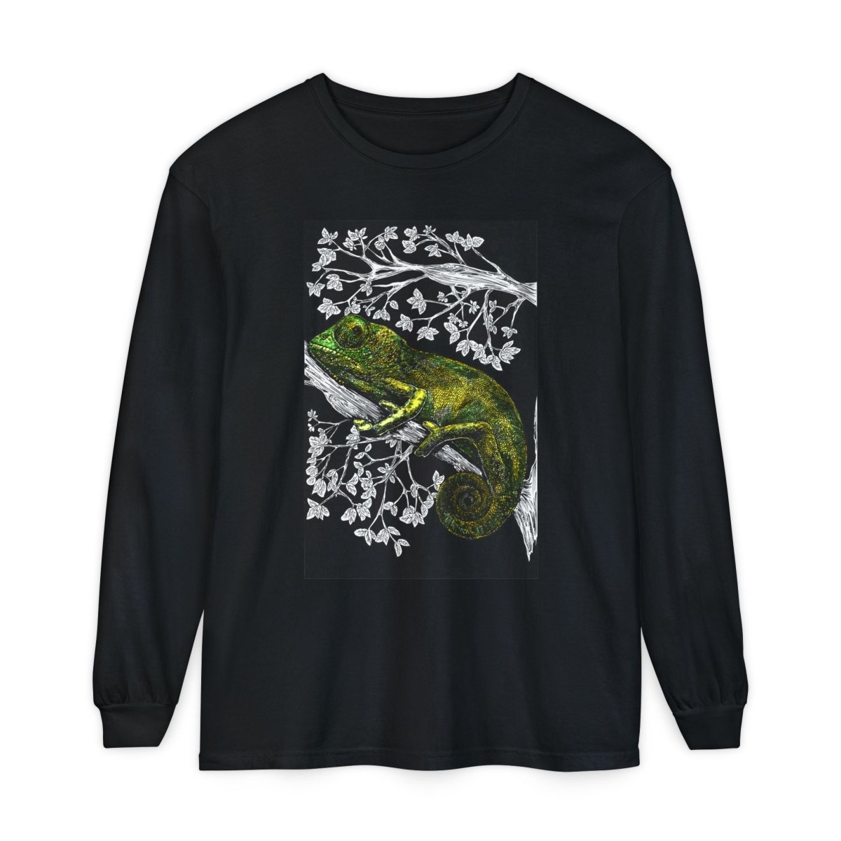 Chameleon Long Sleeve T-Shirt - Nature - Inspired Oversized Style - Curran Artworks