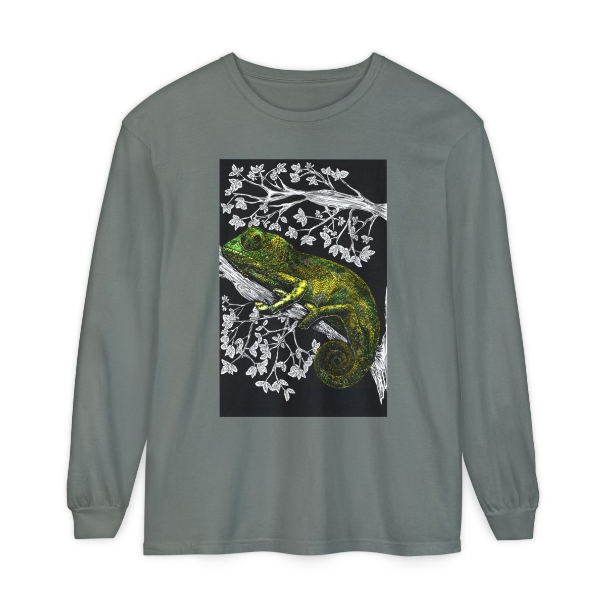 Chameleon Long Sleeve T-Shirt - Nature - Inspired Oversized Style - Curran Artworks