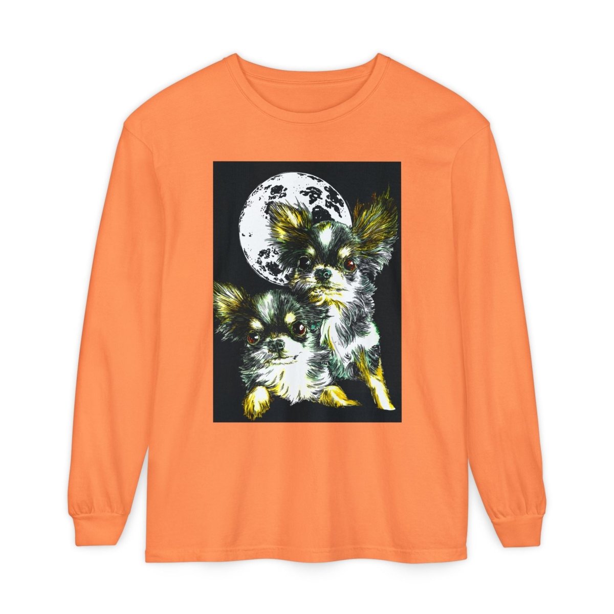 Chihuahua Moonlight Long Sleeve T-Shirt - Unisex Garment - Dyed Tee - Curran Artworks