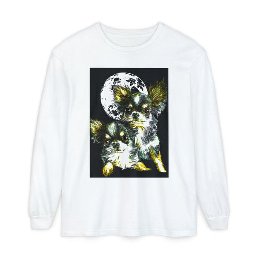 Chihuahua Moonlight Long Sleeve T-Shirt - Unisex Garment - Dyed Tee - Curran Artworks