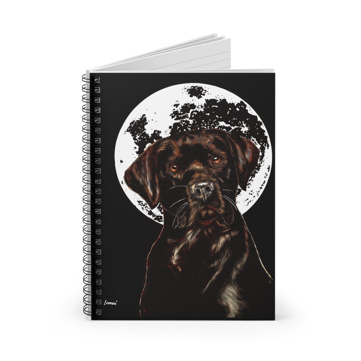 Chocolate Lab Dog Moon Spiral Notebook - Ruled Line Journal for Dog Lovers - Curran Artworks