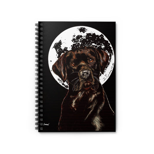 Chocolate Lab Dog Moon Spiral Notebook - Ruled Line Journal for Dog Lovers - Curran Artworks