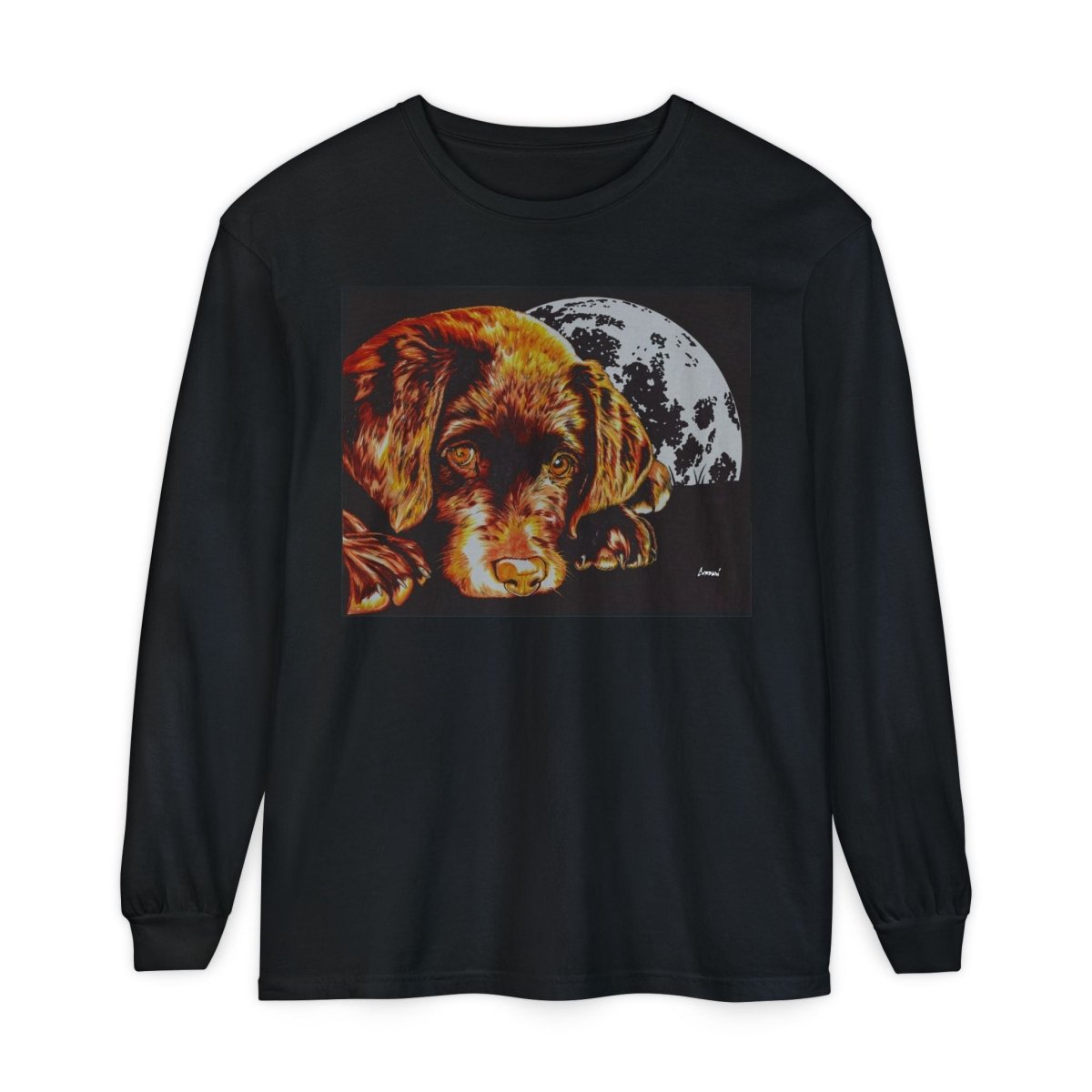 Chocolate Lab Puppy Long Sleeve T-Shirt - Cozy Unisex Tee for Dog Lovers - Curran Artworks