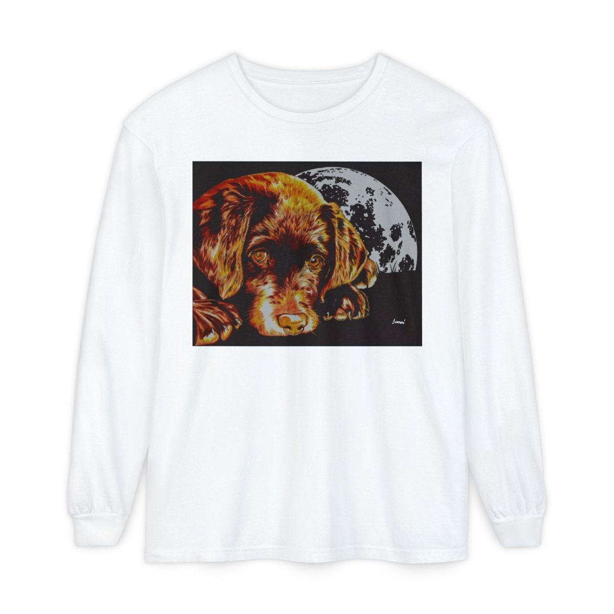 Chocolate Lab Puppy Long Sleeve T-Shirt - Cozy Unisex Tee for Dog Lovers - Curran Artworks