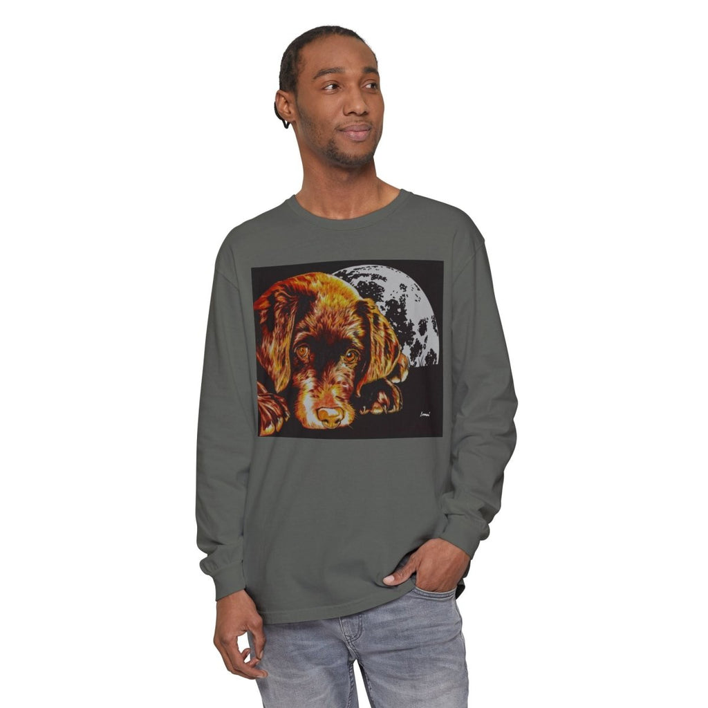 Chocolate Lab Puppy Long Sleeve T-Shirt - Cozy Unisex Tee for Dog Lovers - Curran Artworks