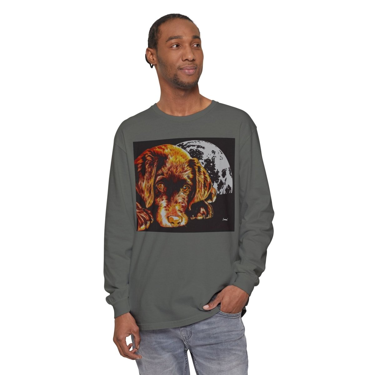 Chocolate Lab Puppy Long Sleeve T-Shirt - Cozy Unisex Tee for Dog Lovers - Curran Artworks