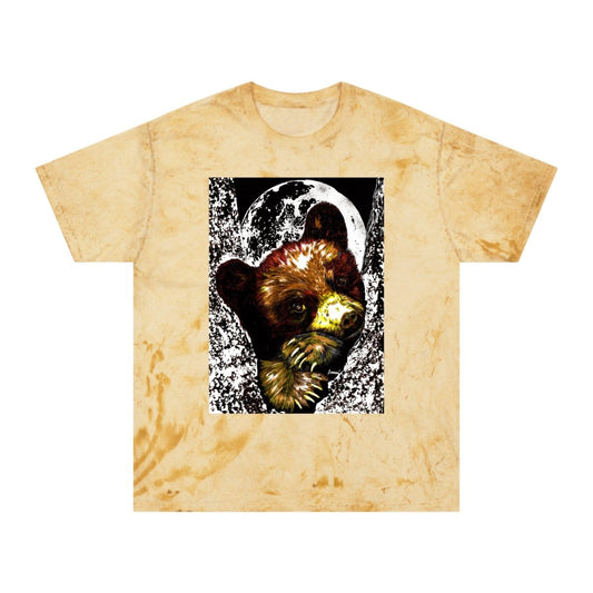 Colorful Brown Bear Cub Moon Unisex T-Shirt - Artistic Wildlife Design - Curran Artworks