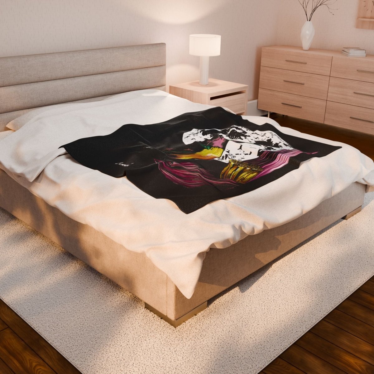 Colorful Hummingbird Velveteen Plush Blanket – Cozy Art for Nature Lovers - Curran Artworks