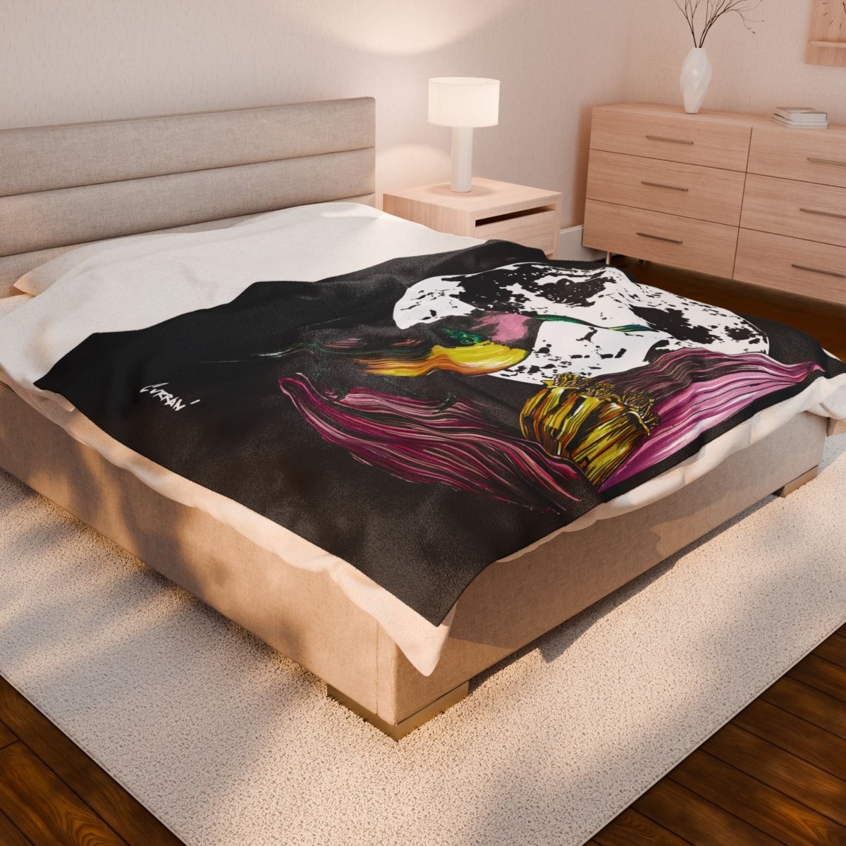 Colorful Hummingbird Velveteen Plush Blanket – Cozy Art for Nature Lovers - Curran Artworks