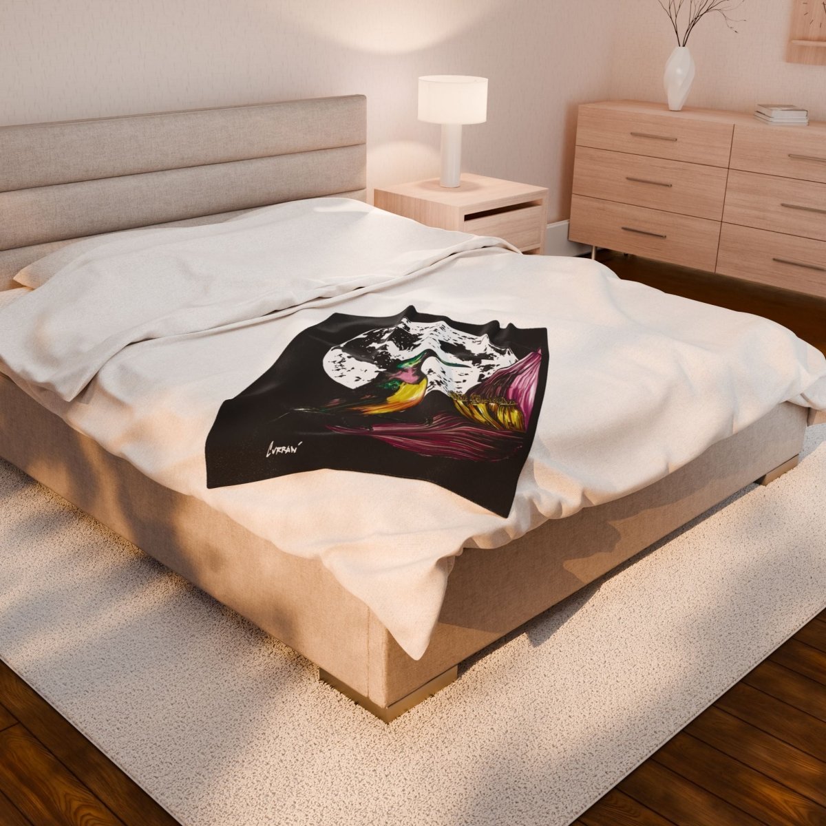 Colorful Hummingbird Velveteen Plush Blanket – Cozy Art for Nature Lovers - Curran Artworks