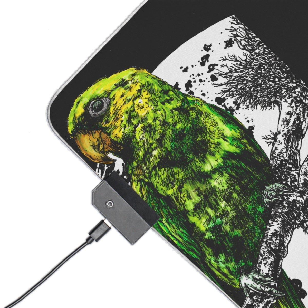 Colorful Parrot LED Gaming Mouse Pad - Ideal for Gamers & Nature Lovers - Curran Artworks