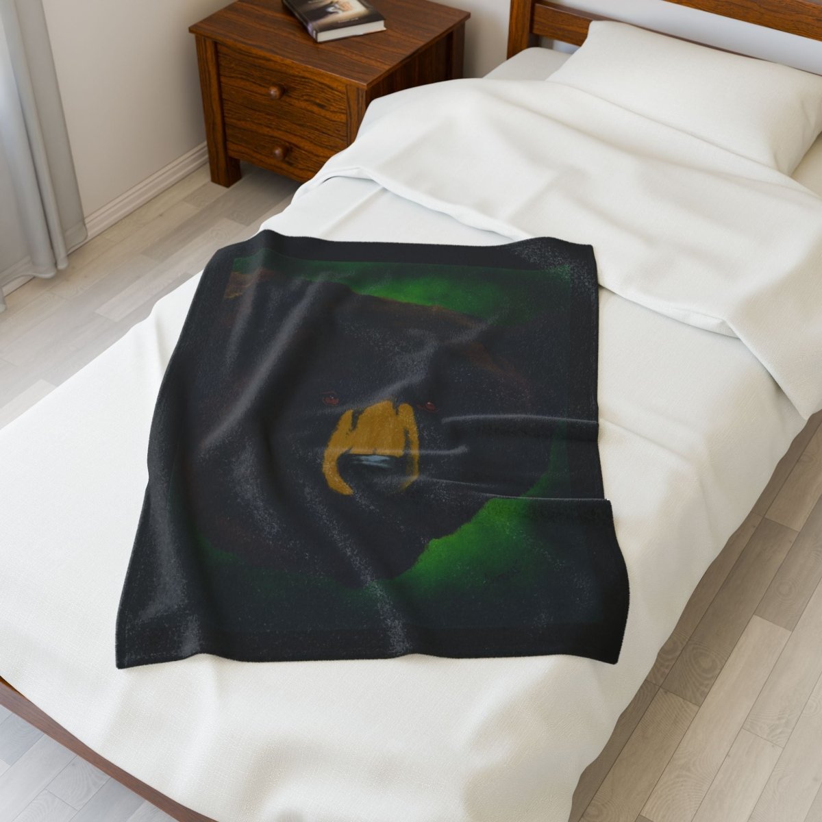 Cozy Brown Bear Themed Velveteen Plush Blanket - Perfect for Nature Lovers - Curran Artworks