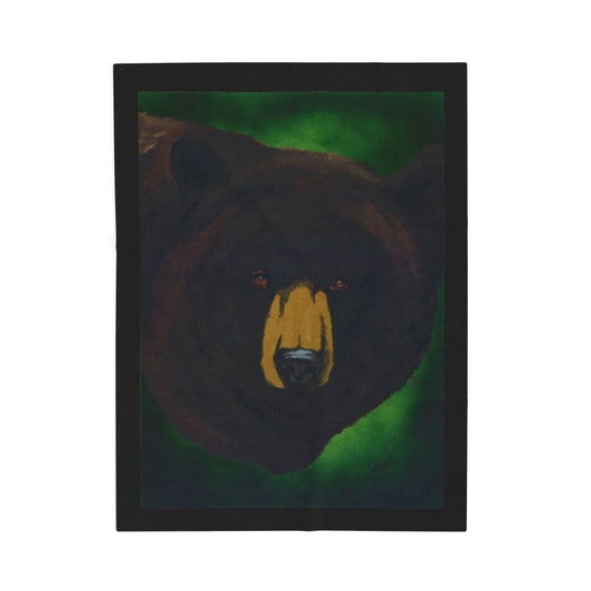 Cozy Brown Bear Themed Velveteen Plush Blanket - Perfect for Nature Lovers - Curran Artworks