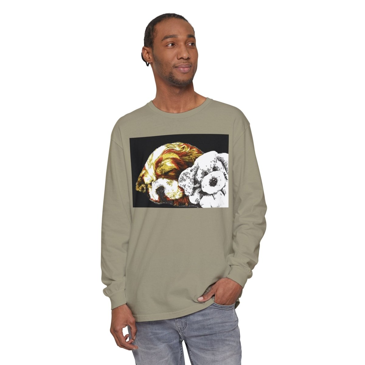 Cozy Cocker spaniel puppy & Plush Toy Long Sleeve T-Shirt for Animal Lovers - Curran Artworks