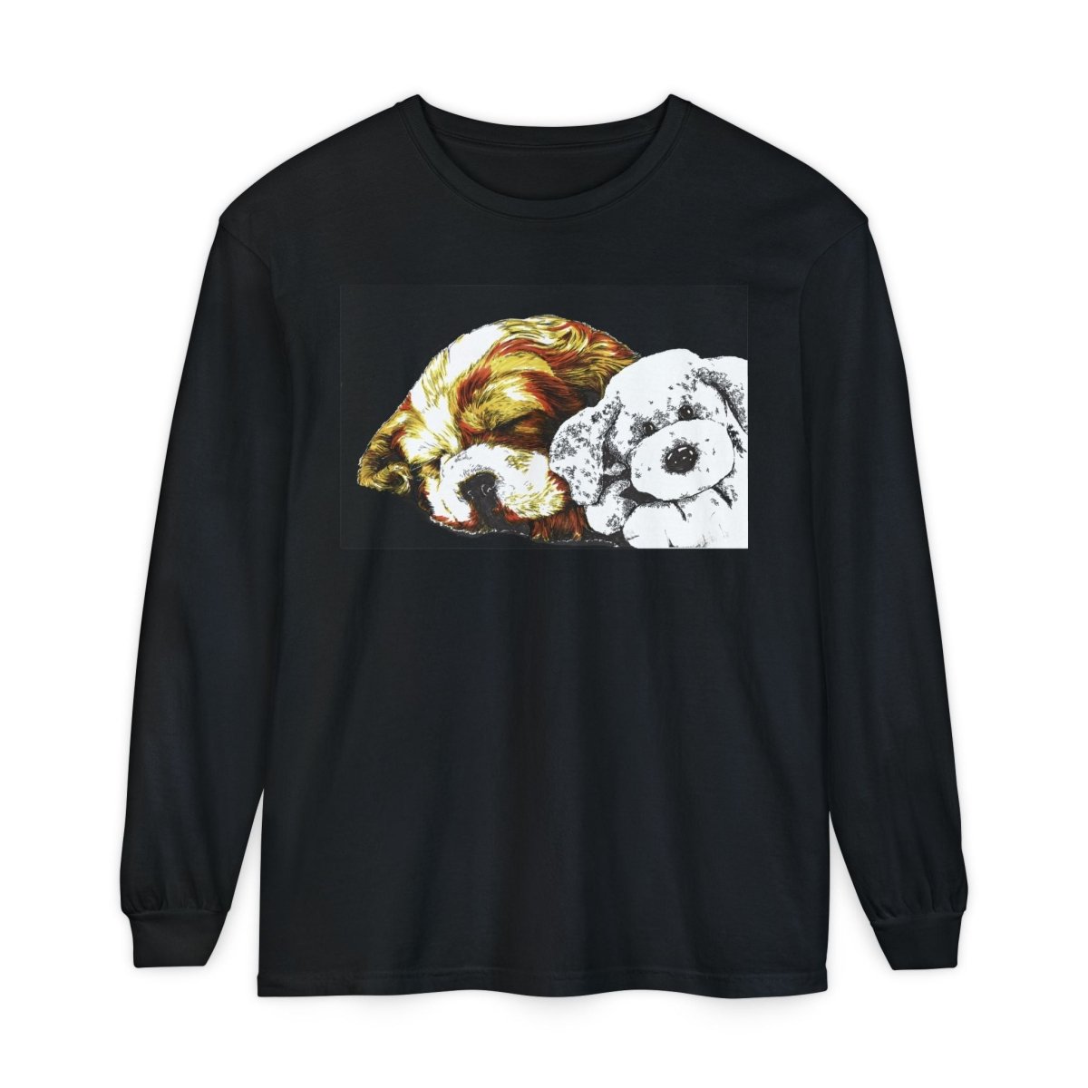 Cozy Cocker spaniel puppy & Plush Toy Long Sleeve T-Shirt for Animal Lovers - Curran Artworks