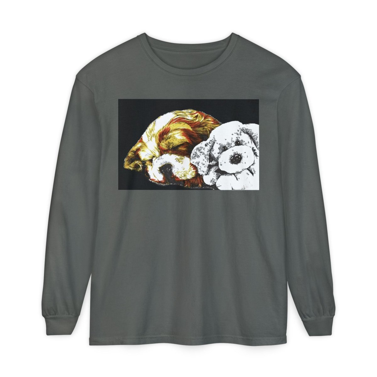 Cozy Cocker spaniel puppy & Plush Toy Long Sleeve T-Shirt for Animal Lovers - Curran Artworks