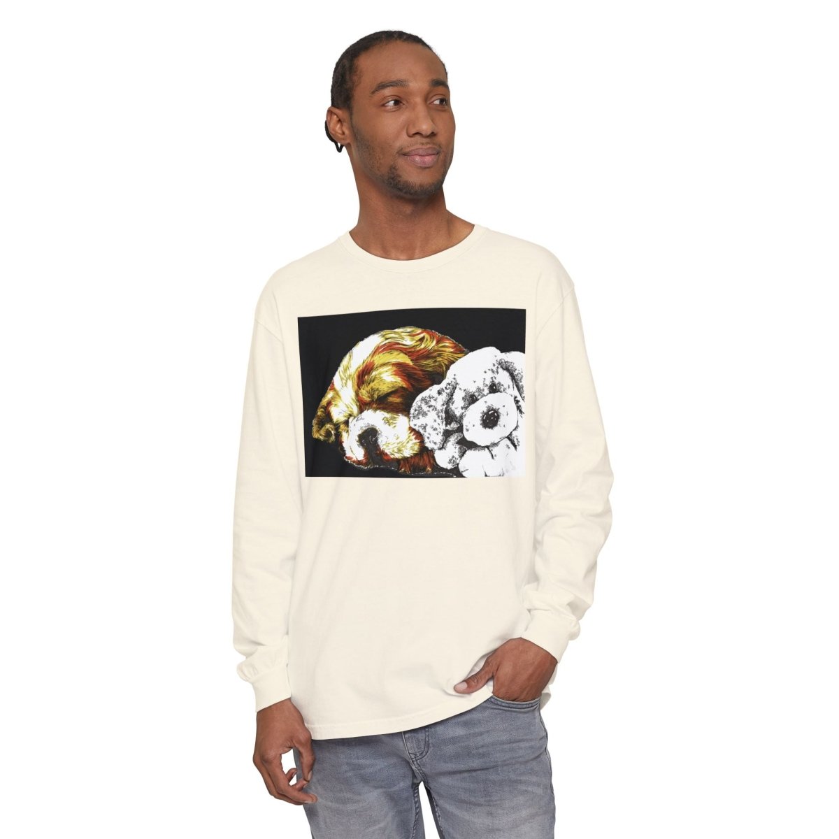 Cozy Cocker spaniel puppy & Plush Toy Long Sleeve T-Shirt for Animal Lovers - Curran Artworks