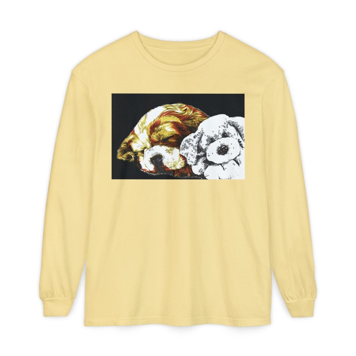 Cozy Cocker spaniel puppy & Plush Toy Long Sleeve T-Shirt for Animal Lovers - Curran Artworks