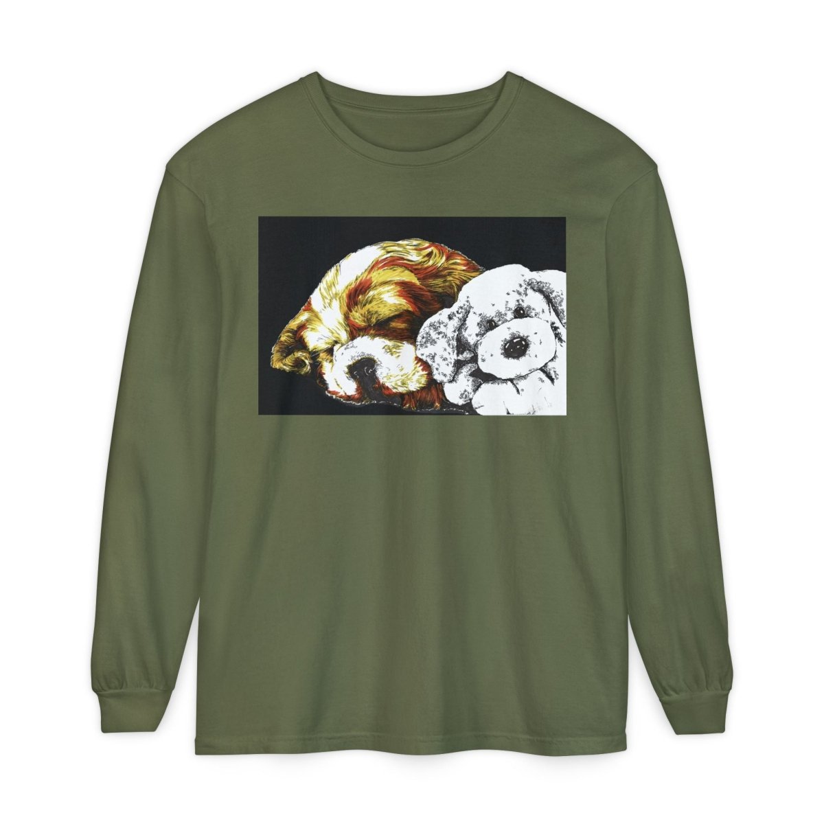 Cozy Cocker spaniel puppy & Plush Toy Long Sleeve T-Shirt for Animal Lovers - Curran Artworks