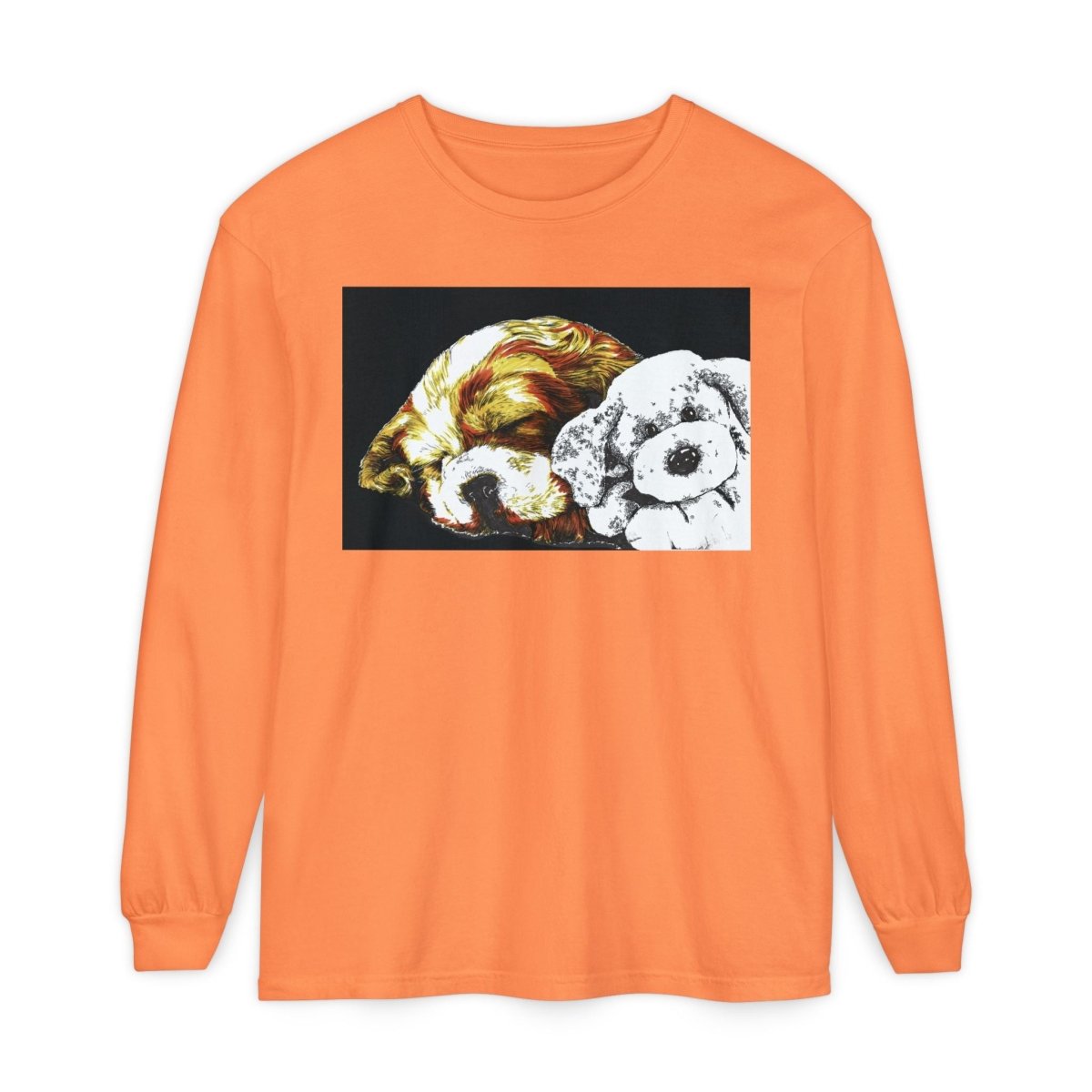 Cozy Cocker spaniel puppy & Plush Toy Long Sleeve T-Shirt for Animal Lovers - Curran Artworks