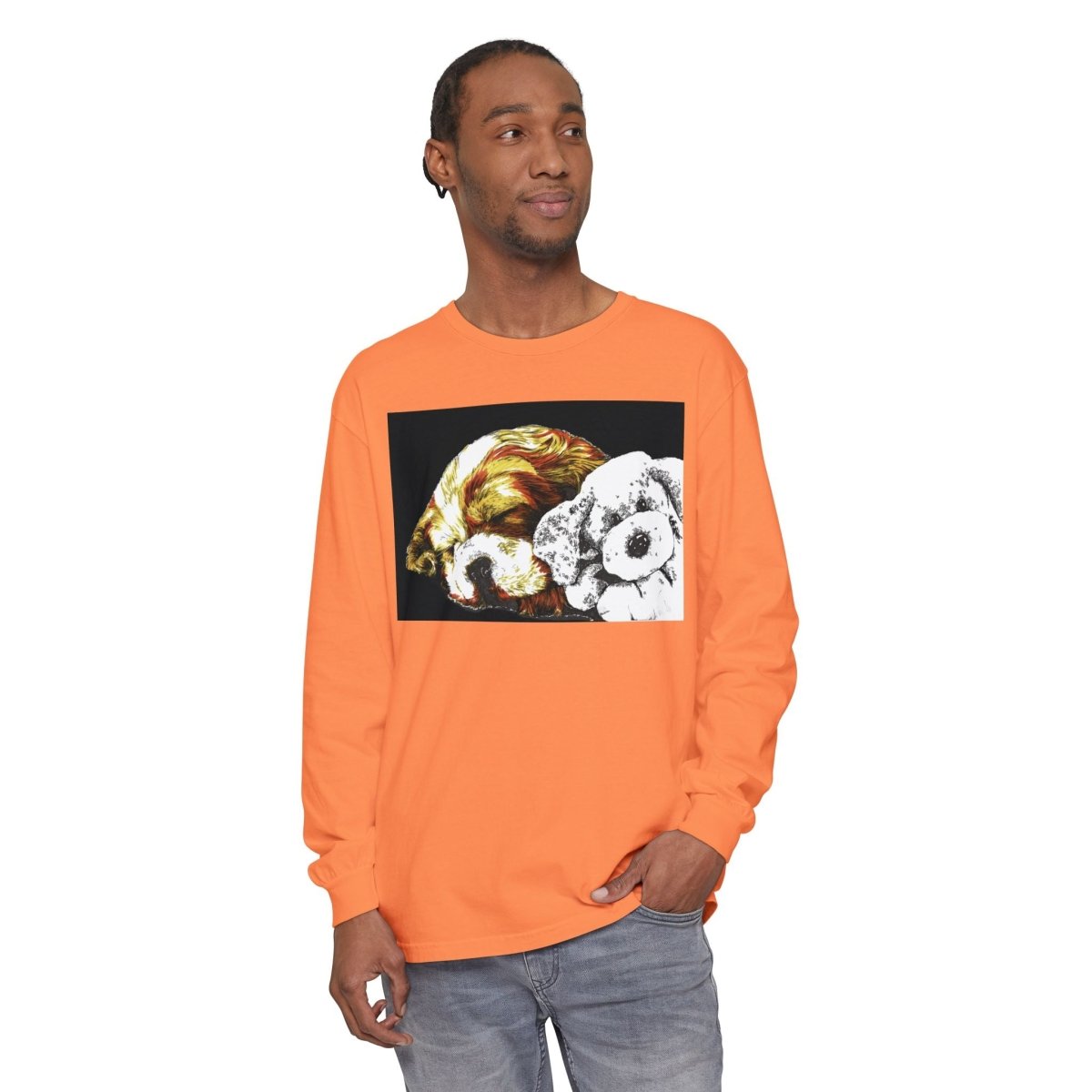 Cozy Cocker spaniel puppy & Plush Toy Long Sleeve T-Shirt for Animal Lovers - Curran Artworks