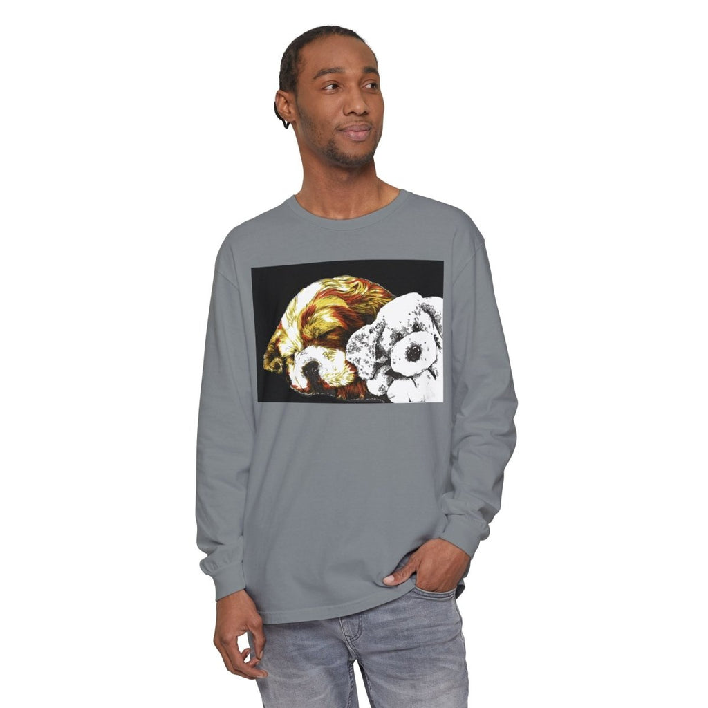 Cozy Cocker spaniel puppy & Plush Toy Long Sleeve T-Shirt for Animal Lovers - Curran Artworks