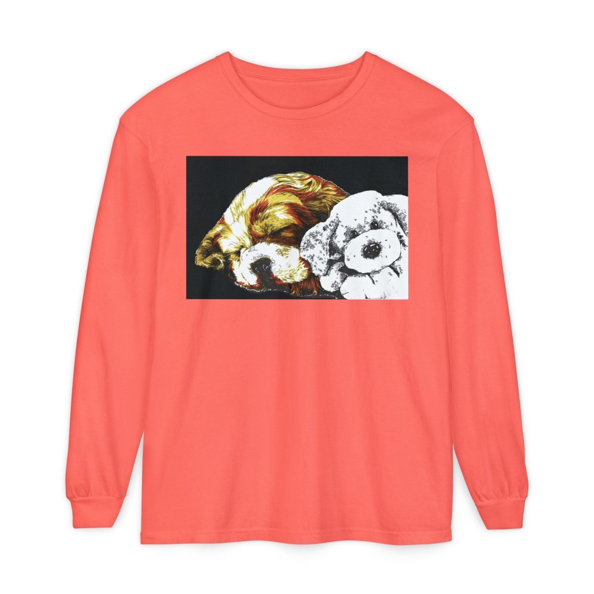 Cozy Cocker spaniel puppy & Plush Toy Long Sleeve T-Shirt for Animal Lovers - Curran Artworks